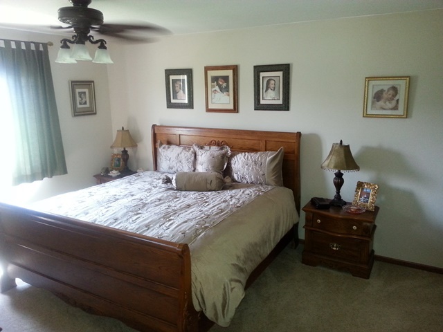 220 Willis Avenue Rochelle, IL 61068 - Photo 6 of 25 a bedroom with a bed and a chandelier