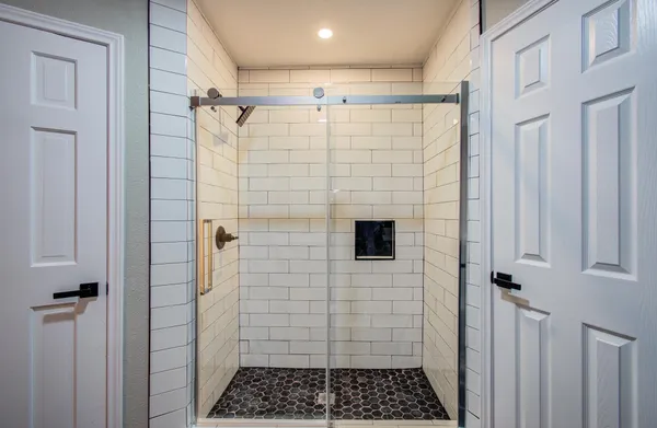 a bathroom with a shower