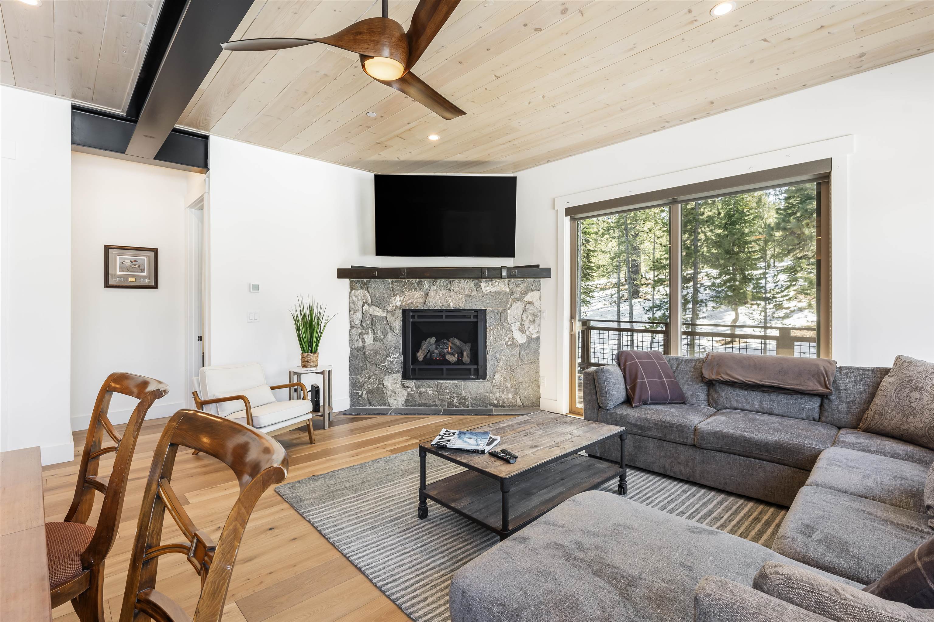 11643 McClintock Loop, Unit 4 Truckee, CA 96161 - Photo 8 of 8 a living room with furniture fireplace and a flat screen tv
