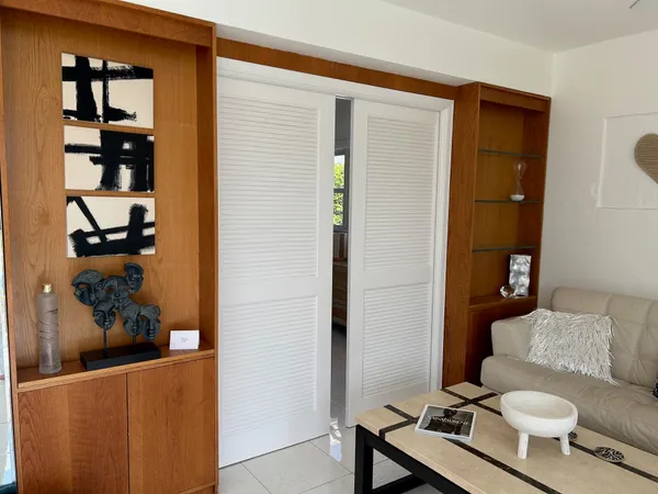 a living room with furniture