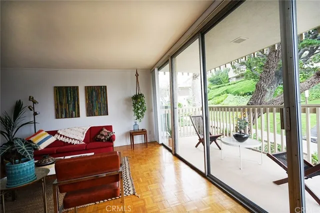 a balcony view with a couch