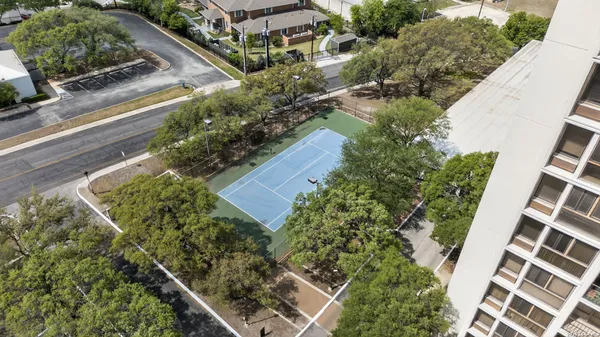 an aerial view of a house