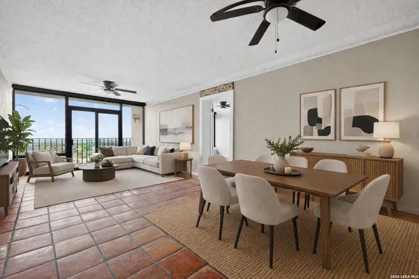 a living room with furniture