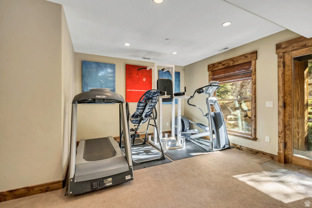 9049 Timphaven Road Sundance, UT 84604 - Photo 41 of 63 Workout area with recessed lighting and carpet