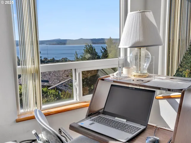 a view of workspace with a window