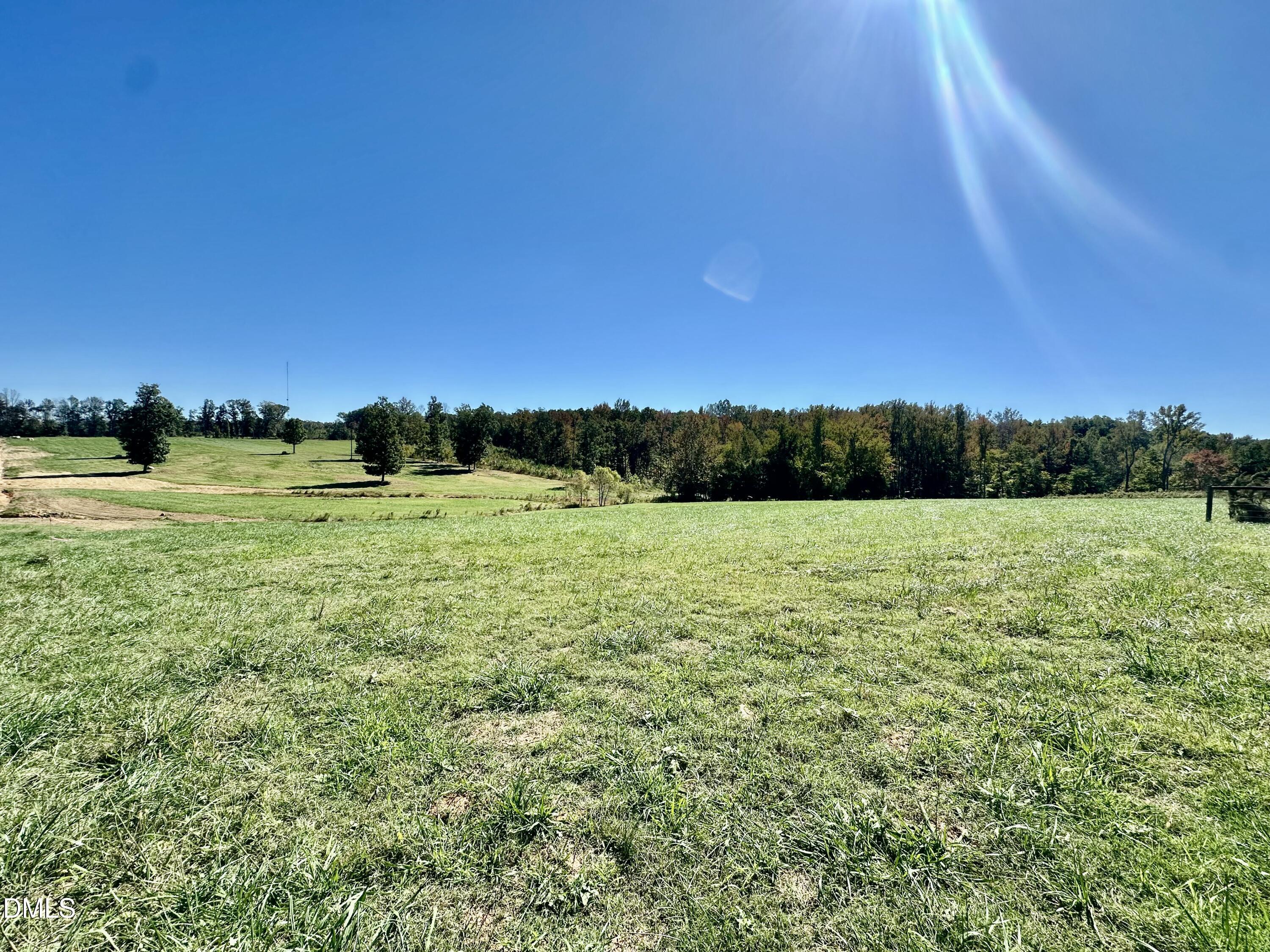 a view of a field with an ocean