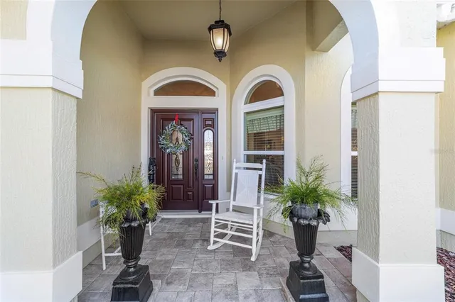 a view of front door with potted plant