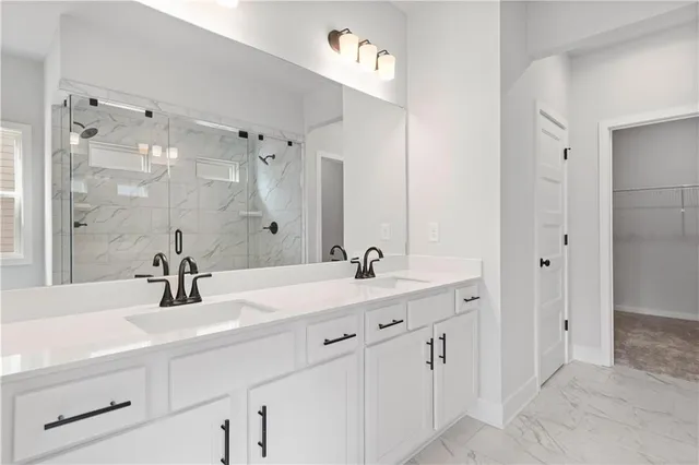 a bathroom with a shower