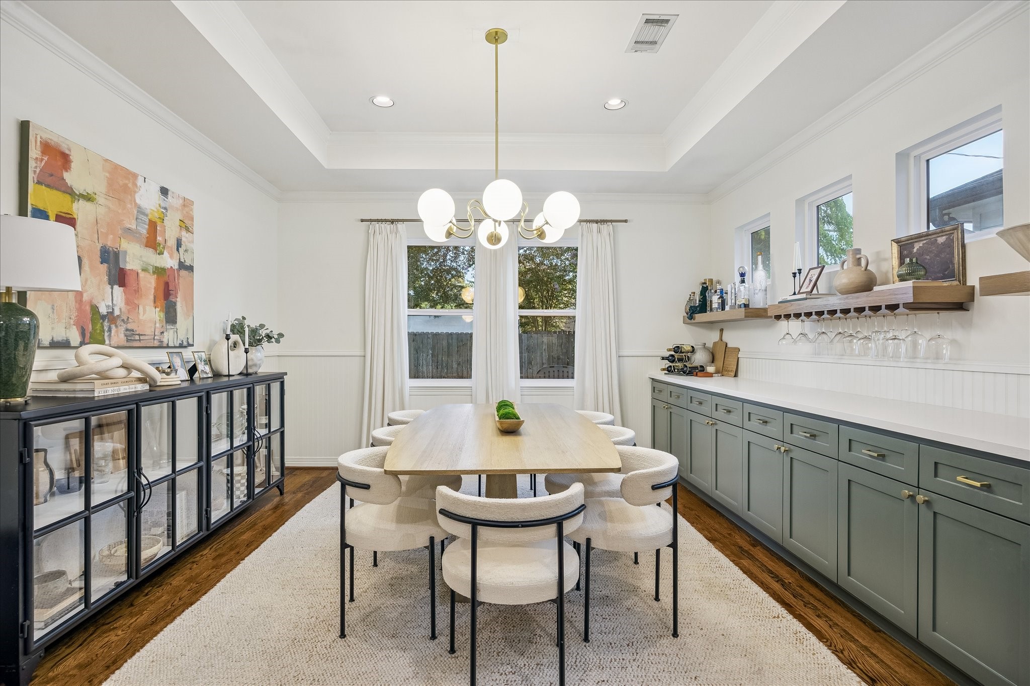 1329 Richelieu Lane Houston, TX 77018 - Photo 11 of 39 Massive dining room with large windows, stylish chandelier and raised ceiling