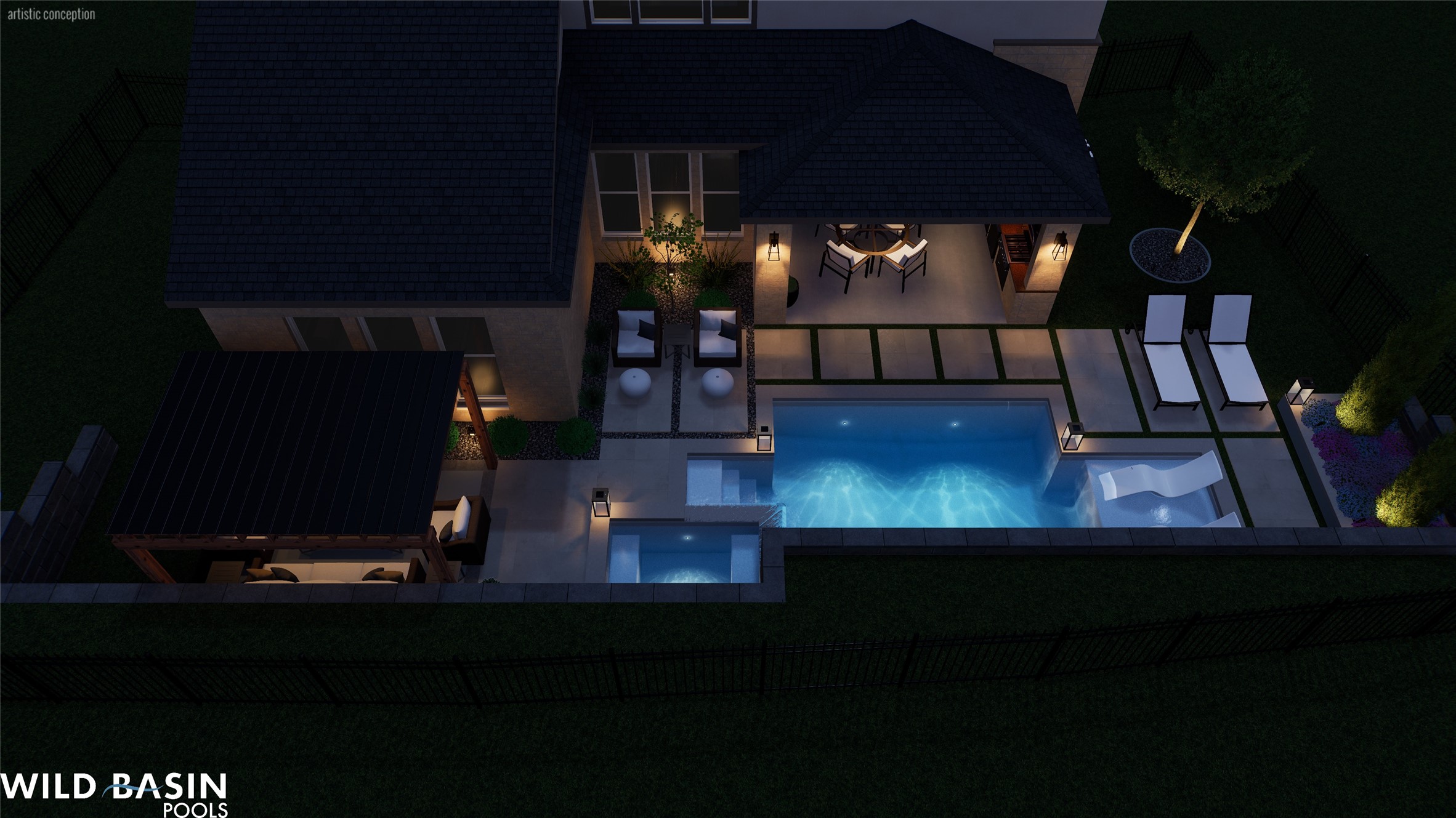 720 Rawson Bend Austin, TX 78738 - Photo 33 of 40 Outdoor pool featuring an in-ground hot tub, a patio, and a bar