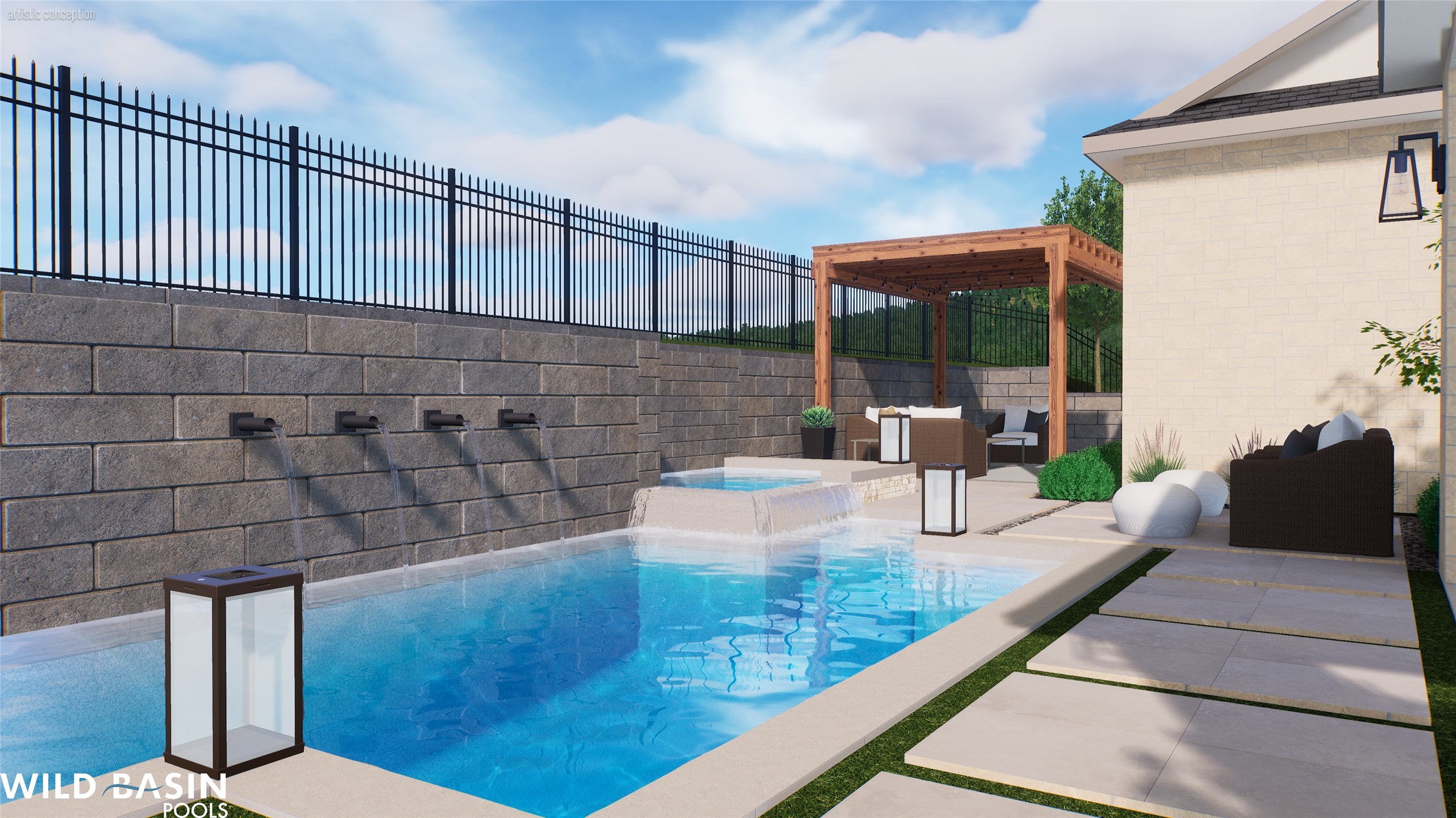 720 Rawson Bend Austin, TX 78738 - Photo 37 of 40 Combined pool / hot tub featuring a fenced backyard and a patio