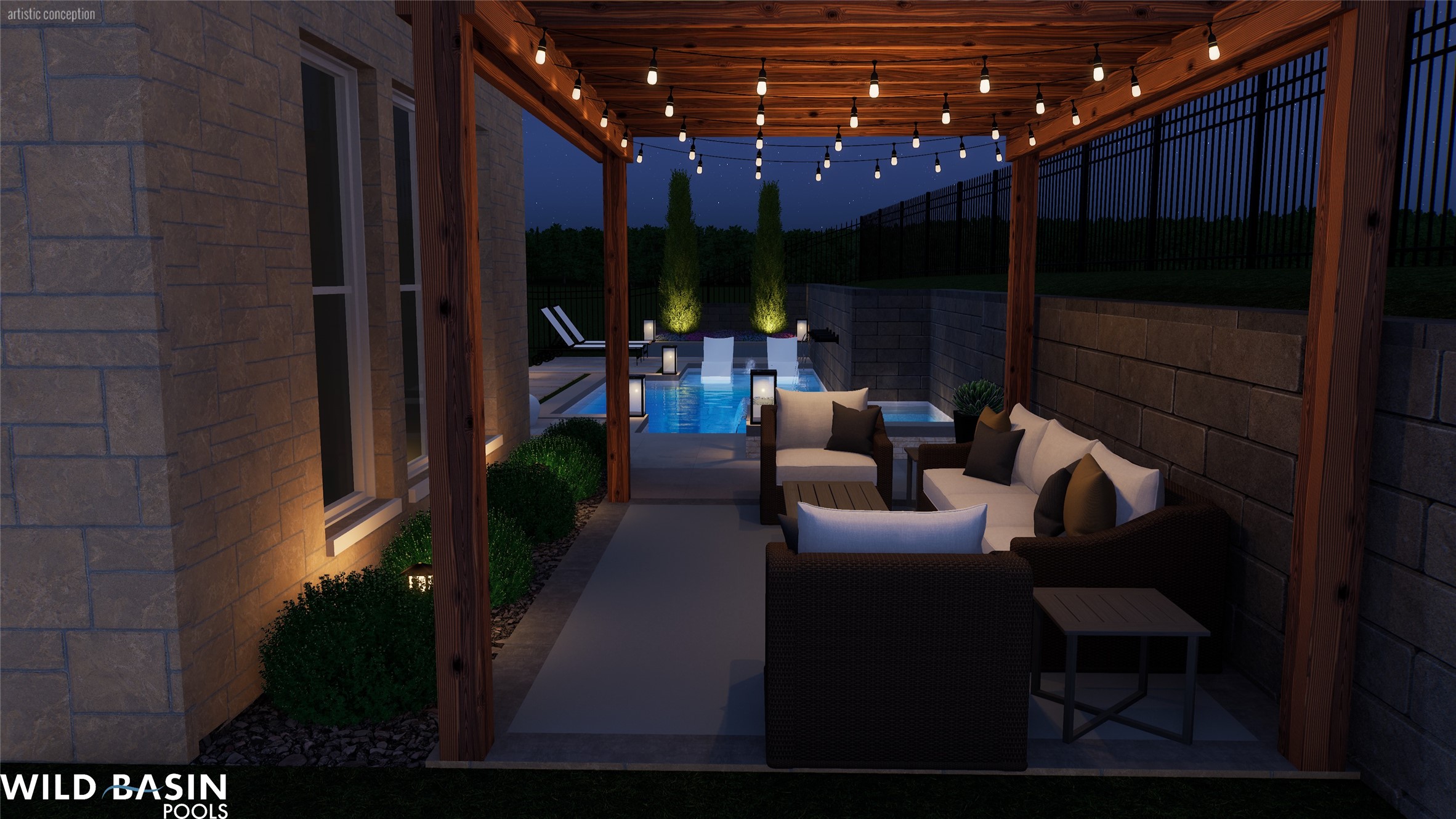 720 Rawson Bend Austin, TX 78738 - Photo 40 of 40 Patio at twilight with an outdoor hangout area and a patio