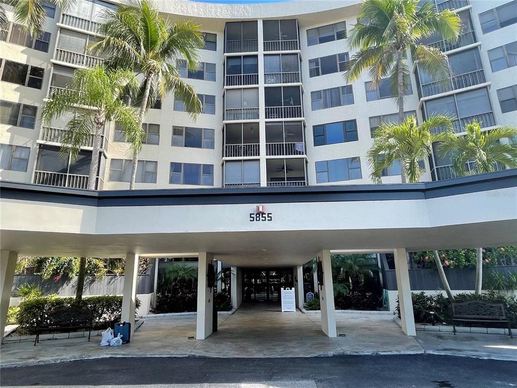 a view of a building with a window