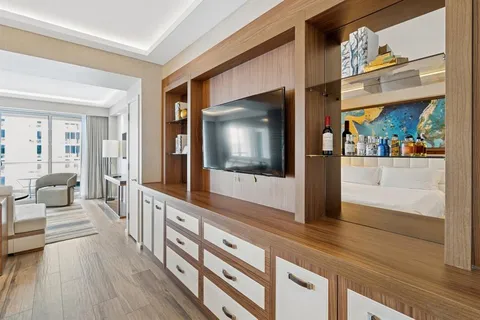 a hallway with wooden floor