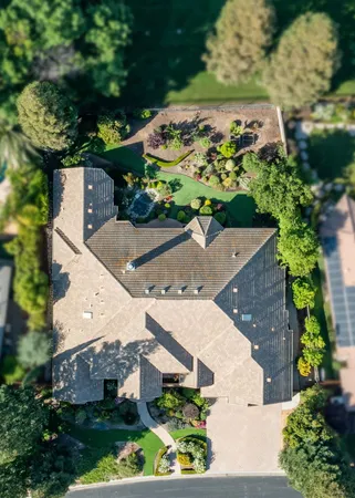 an aerial view of a house