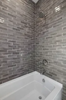 a bathroom with a bathtub