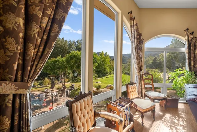 a view of a balcony with plants
