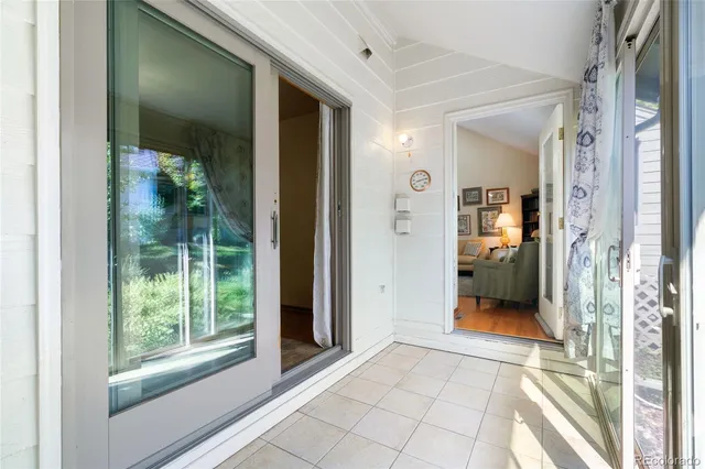 a view of a bathroom with a glass door