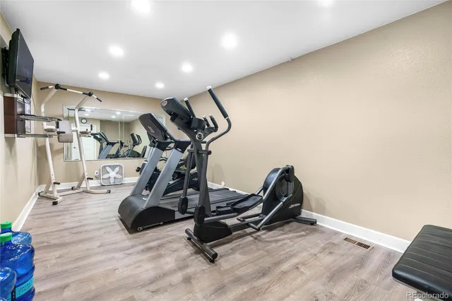 a view of a room with gym equipment