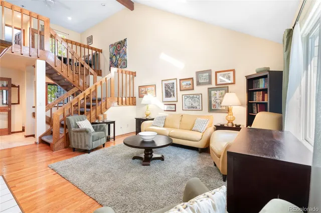 a living room with furniture and a couch