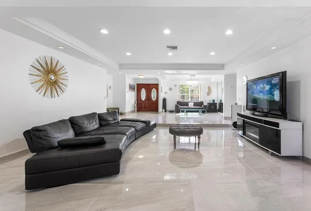 a view of a room with shelves