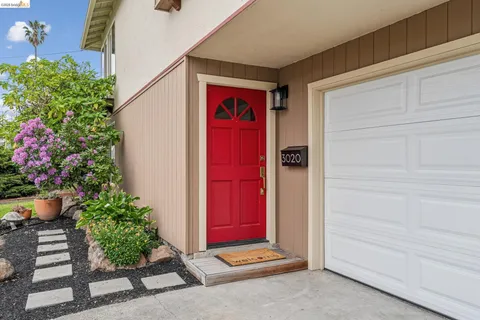a view of front door and potted plants