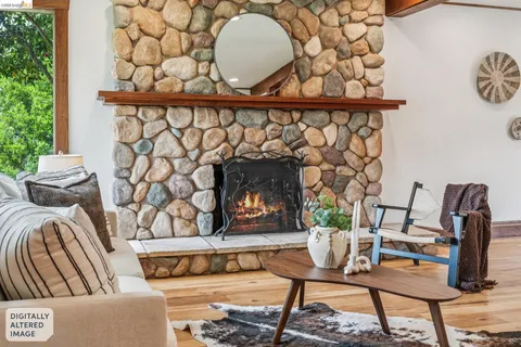 a living room with a couch and a table