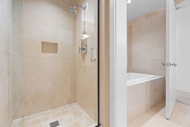 a bathroom with a bathtub