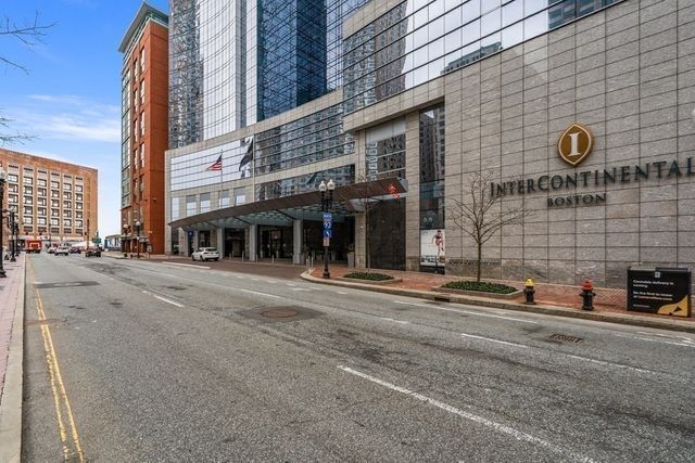 front view of a building with a street