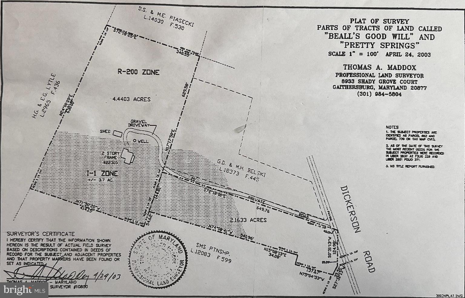 22310 Dickerson Road Dickerson, MD 20842 - Photo 67 of 68 Survey Plat