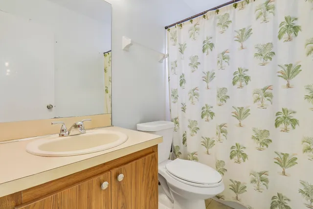 a bathroom with a sink toilet and a mirror