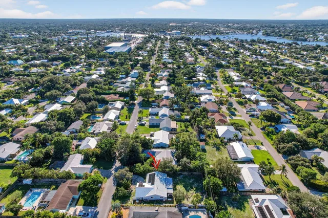 an aerial view of a house