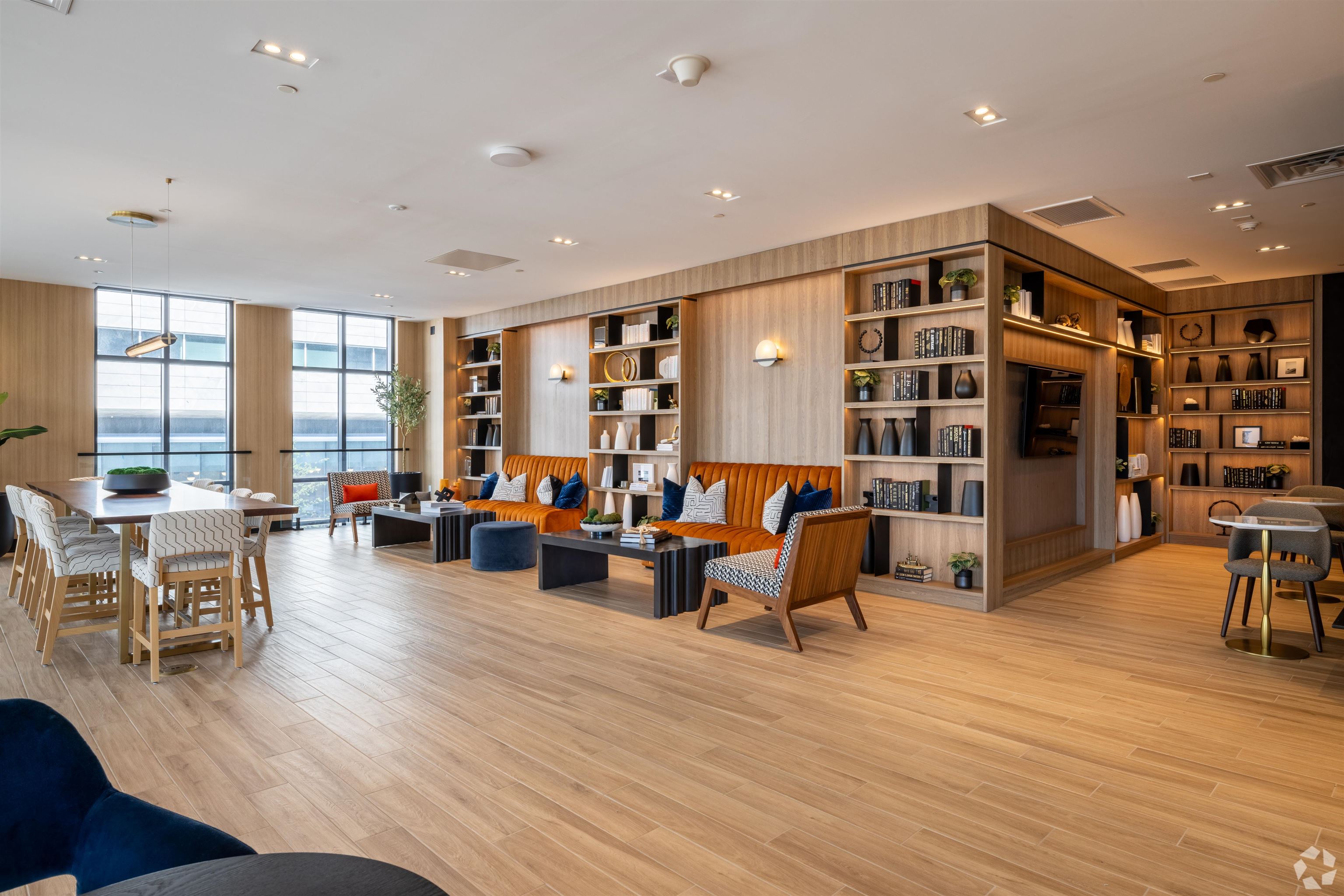 32 Oakland Avenue, Unit 1504 Jersey City, NJ 07306 - Photo 44 of 50 a living room with furniture and large wooden floor