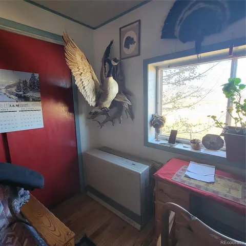 a bathroom with a shower curtain and a sink