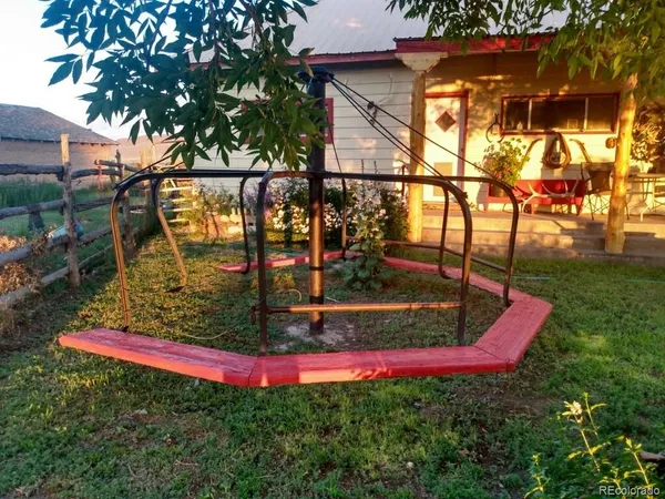 a view of a building with a large window