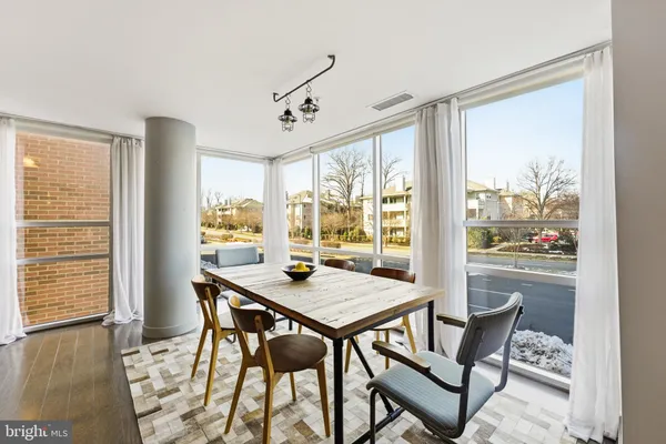a table and chairs in a room