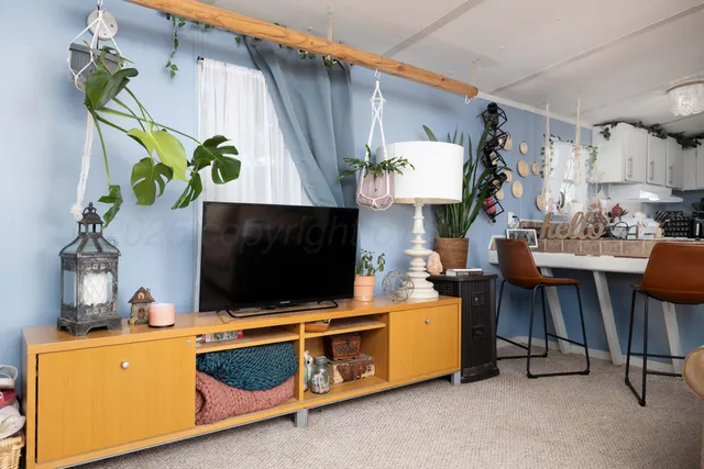 a room with furniture and flat screen tv