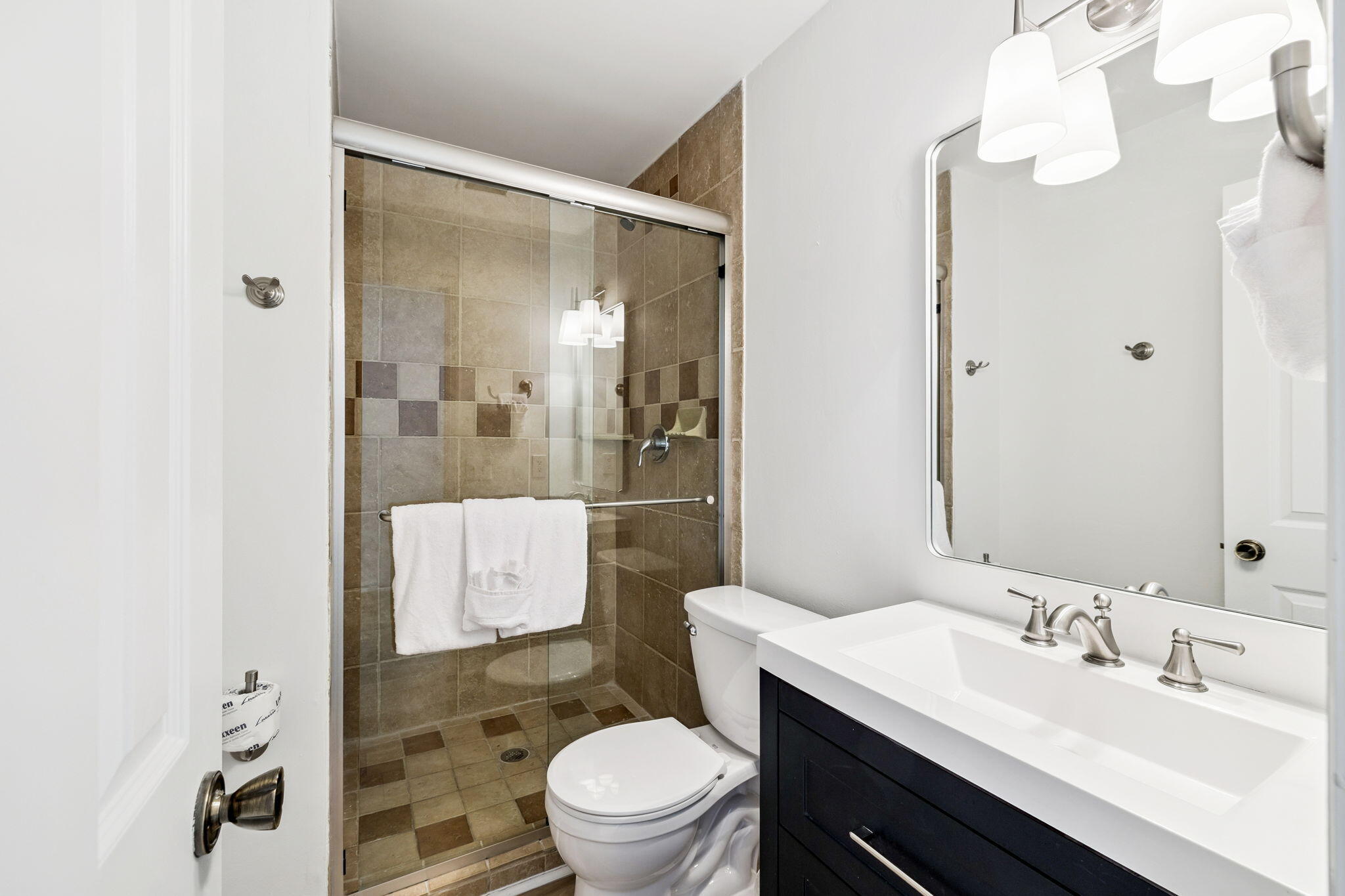 8116 East County Highway 30A, Unit 5 Inlet Beach, FL 32461 - Photo 16 of 48 a bathroom with a sink toilet vanity and shower