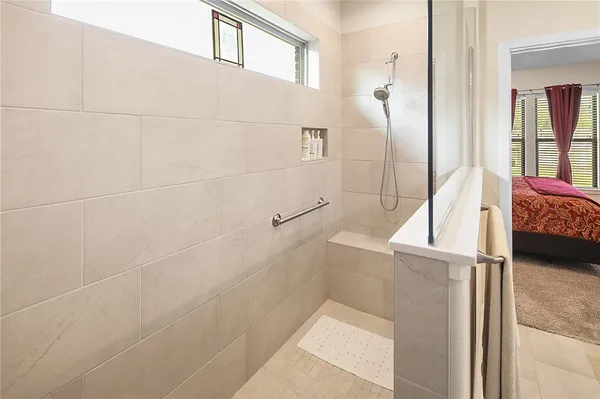 a bathroom with a tub