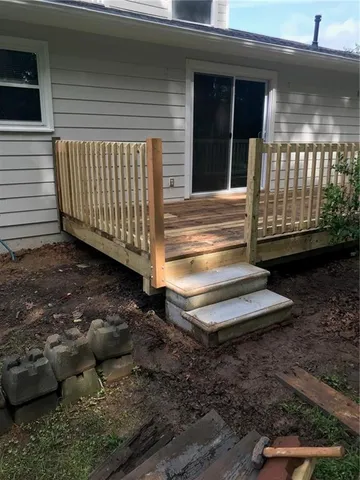 a view of a wooden deck