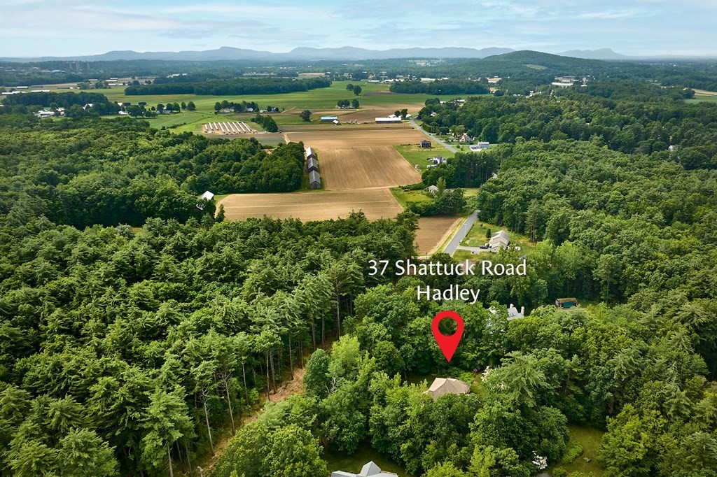 37 Shattuck Road Hadley, MA 01035 - Photo 42 of 42 an aerial view of residential houses with outdoor and green space