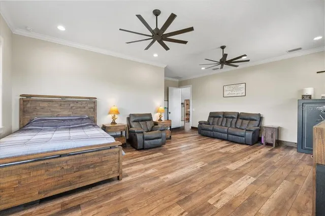 a view of workspace with wooden floor