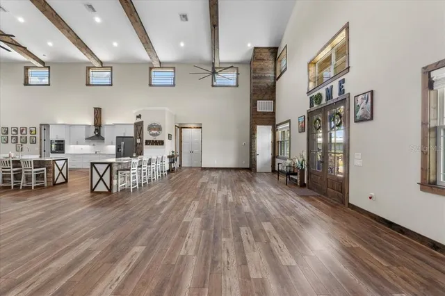 a living room with furniture or couch and a fireplace