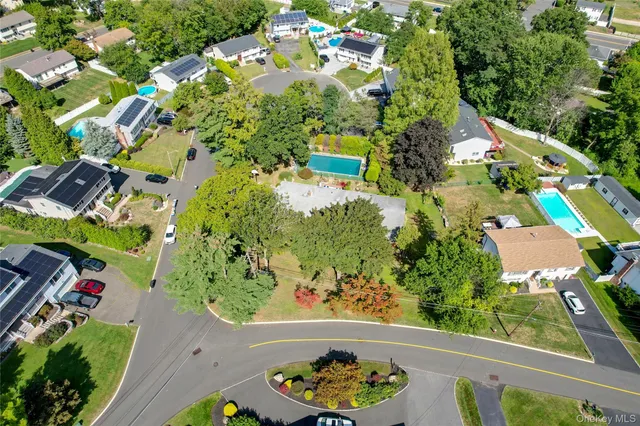 an aerial view of a house