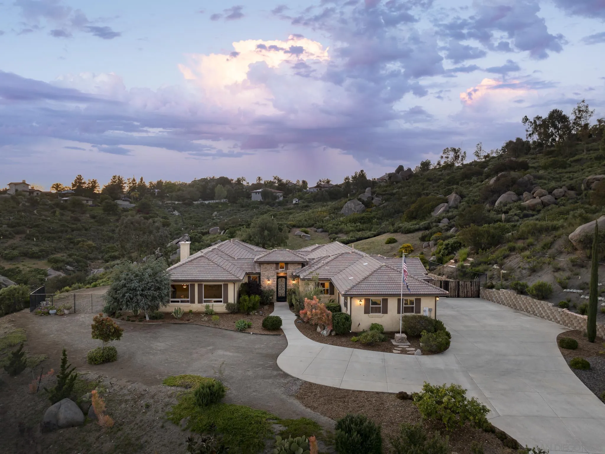 an aerial view of a house