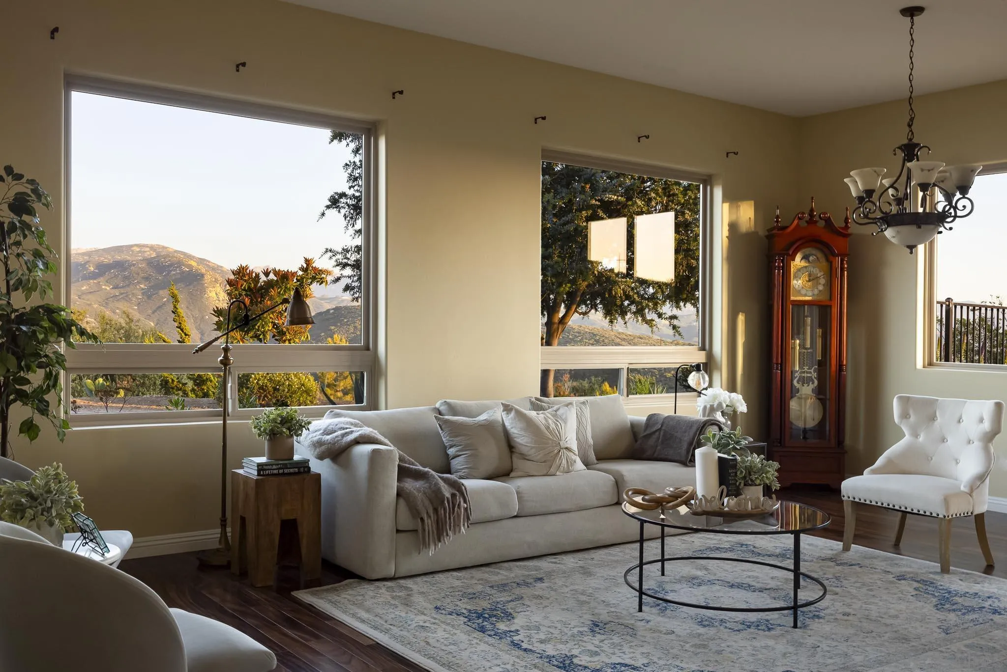 2001 Corte Sierra Alpine, CA 91901 - Photo 2 of 35 a living room with furniture a large window and a chandelier