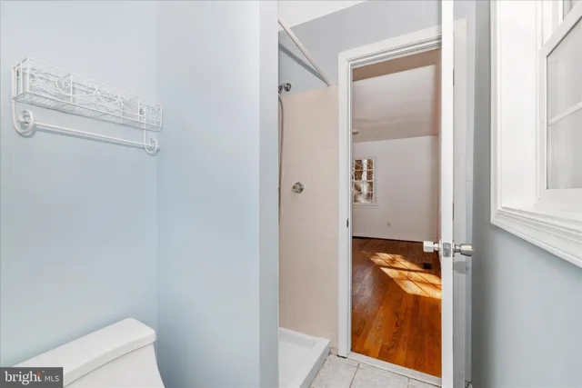 a bathroom with a bathtub