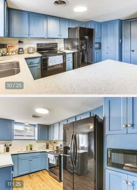 4723 Merwin Street Houston, TX 77027 - Photo 25 of 29 a kitchen with stainless steel appliances kitchen island granite countertop a refrigerator and a stove top oven