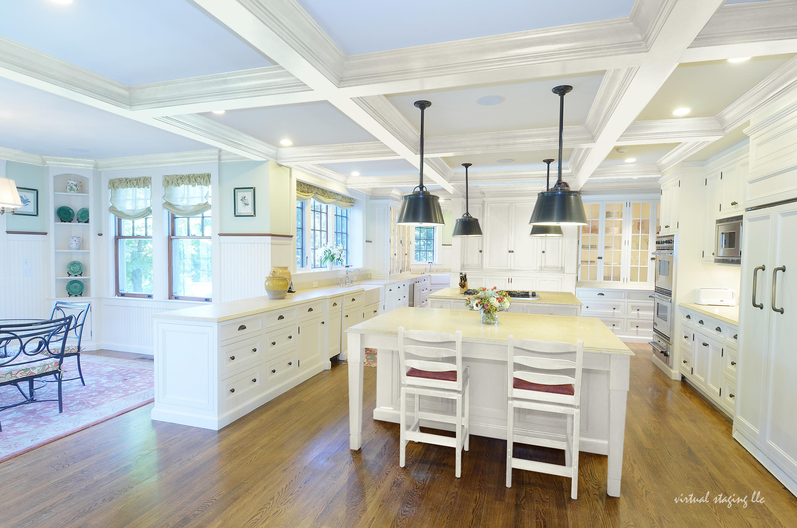 1081 Ponus Ridge Road New Canaan, CT 06840 - Photo 13 of 37 a dining room with furniture and wooden floor