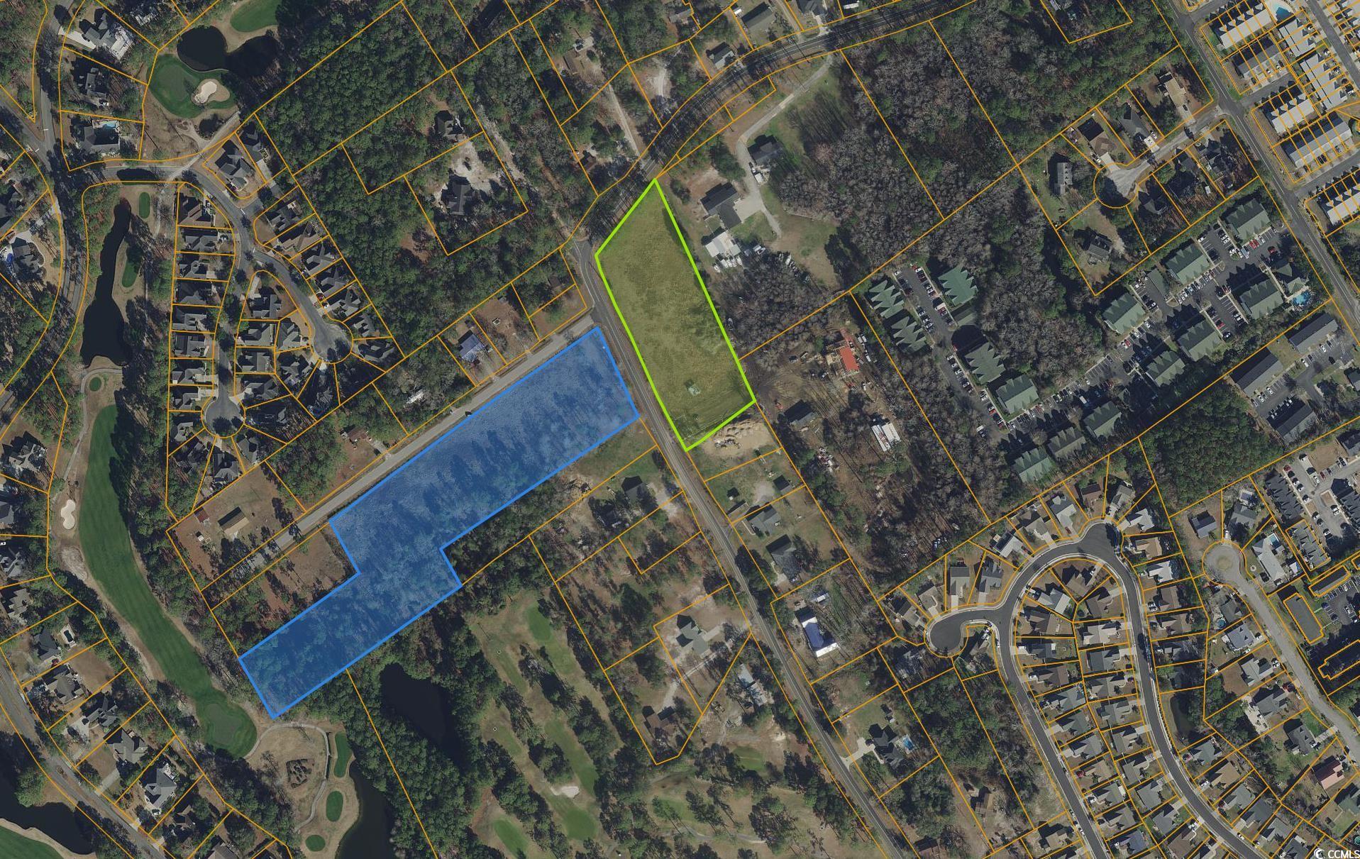 4019 Horseshoe Road North Little River, SC 29566 - Photo 5 of 7 Aerial map of property and surrounding area with property boundaries highlighted